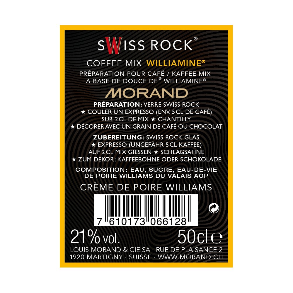 SWISS ROCK COFFEE MIX WILLIAMINE 21% 50CL