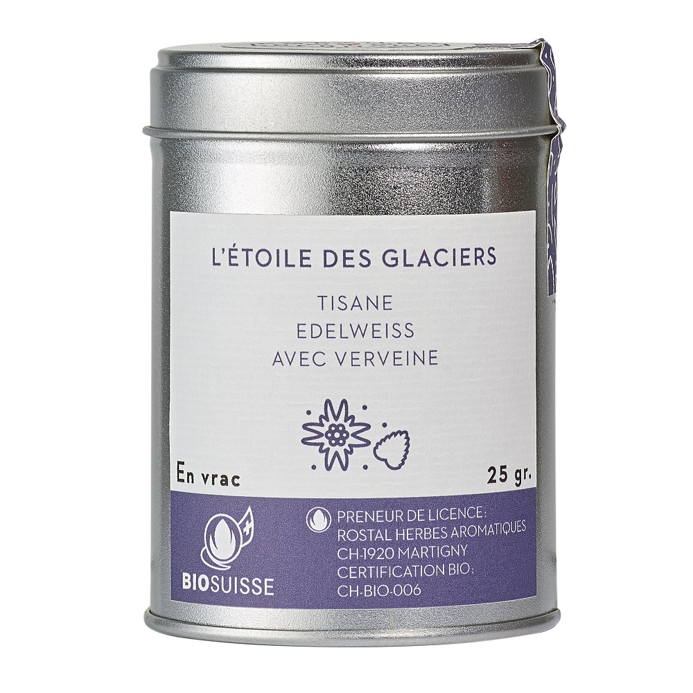 TISANE L'ETOILE DES GLACIERS  BOITE METAL 25G BIO BOURGEON SUISSE